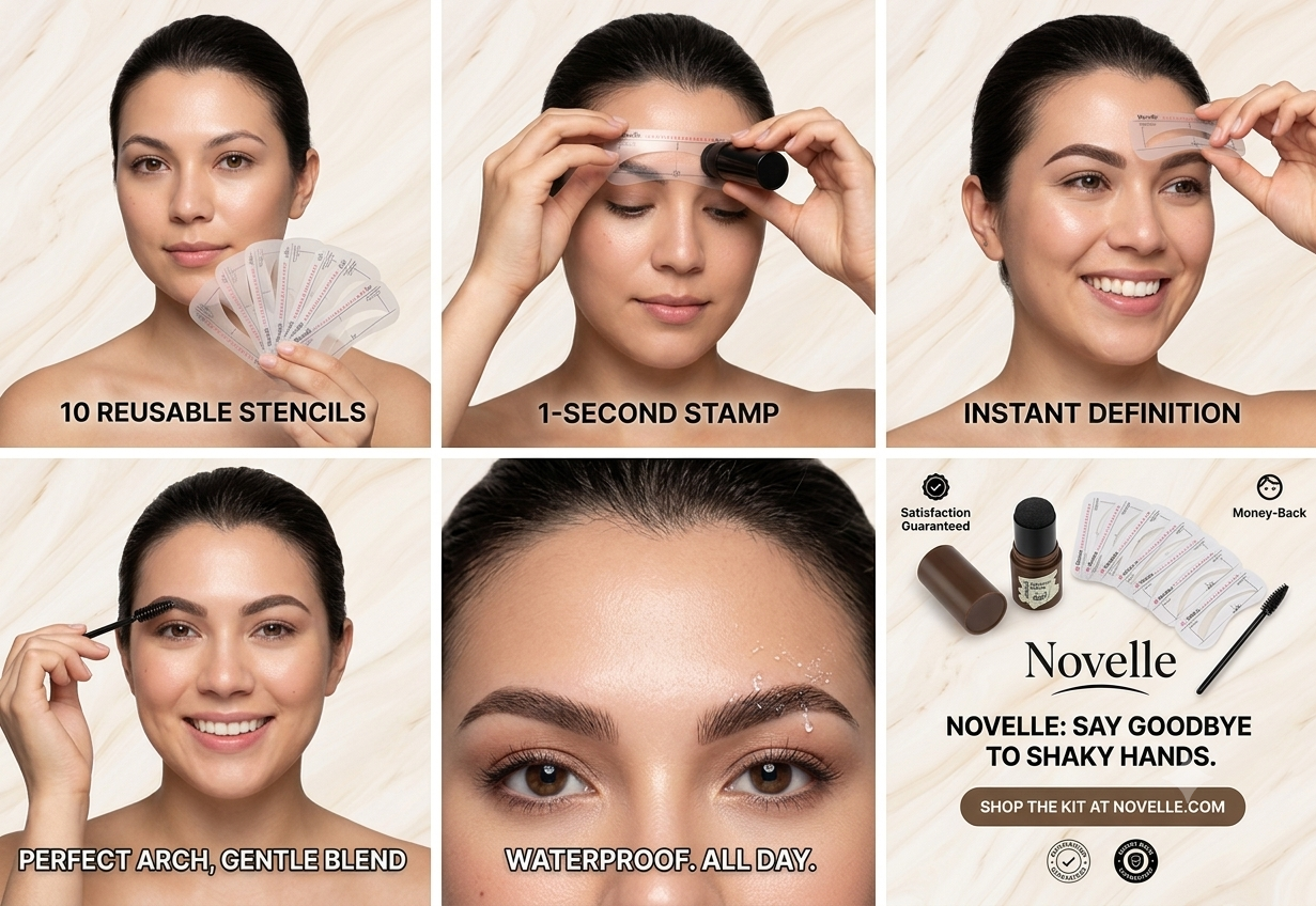 How the Novelle brow stamp works — stencils, stamp, definition
