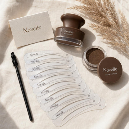Each kit includes stamp, powder, 10 stencils, and spoolie