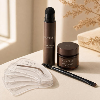 Novelle Brow Stamp Kit bundle — stamp, brow powder, stencils, and brush